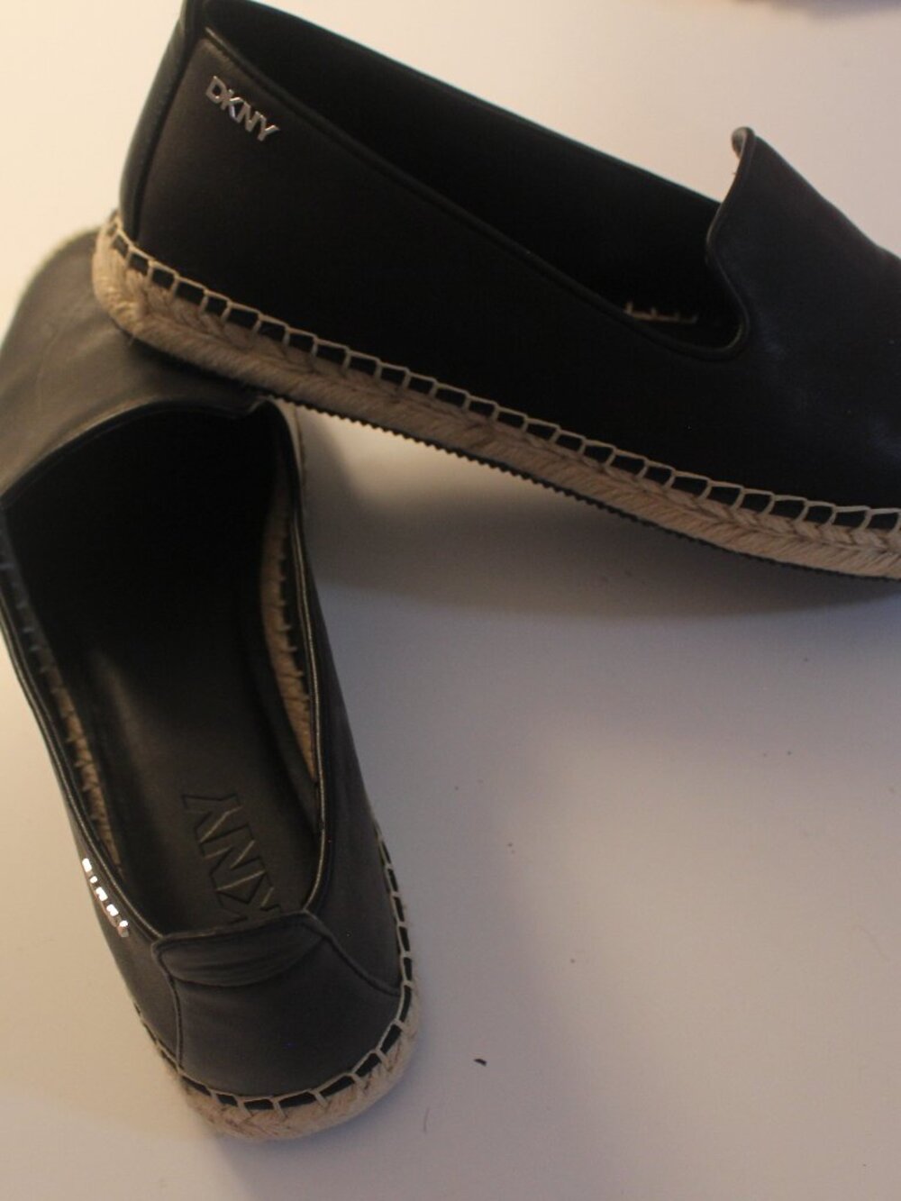 DKNY Black Espadrille Slip-On Flats